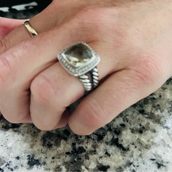 David Yurman Albion® Ring with Prasiolite and Pavé Diamonds size 6 - Picture 4 of 6
